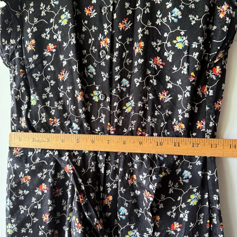 Rebecca Taylor 100% Silk Black Floral Vine Print Cropped Wide Leg Jumpsuit - Picture 12 of 15